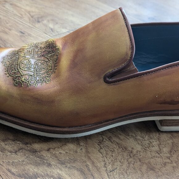 Angelo Galasso Handmade Embroidered Loafers, size 42 1/2 main image 7